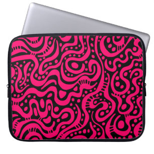 Abstract 041211 - Neon Red on Black Laptop Sleeve