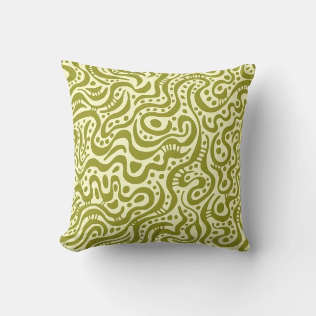 Abstract 041211 - Olive on Cream Cushion (Front)