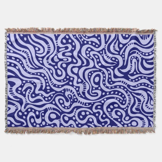 Abstract 041211 - Powder Blue on Deep Navy Throw Blanket (Front)