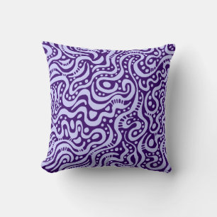 Abstract 041211 - Power Blue on Deep Purple Cushion