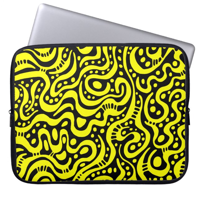 Abstract 041211 - Yellow and White Laptop Sleeve (Front)