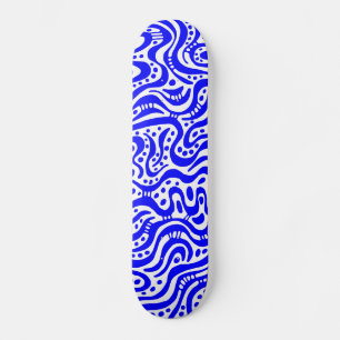 Abstract 041211v2 - Blue on White Skateboard