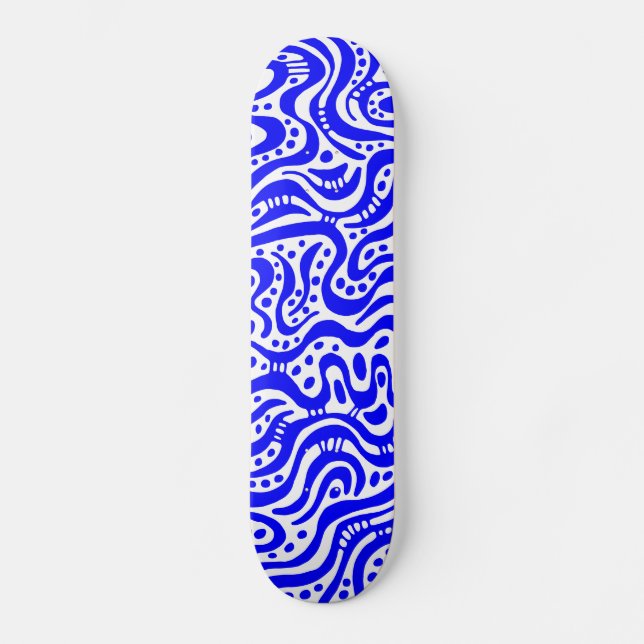 Abstract 041211v2 - Blue on White Skateboard (Front)