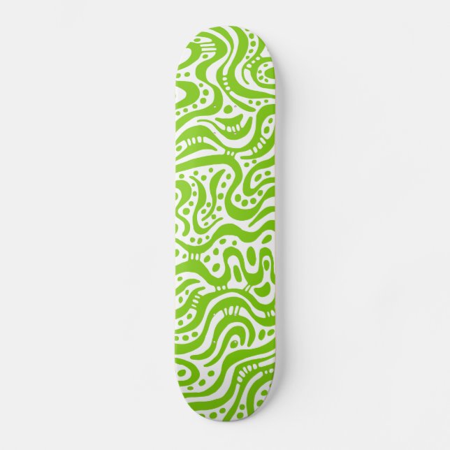 Abstract 041211v2 - Martian Green on White Skateboard (Front)