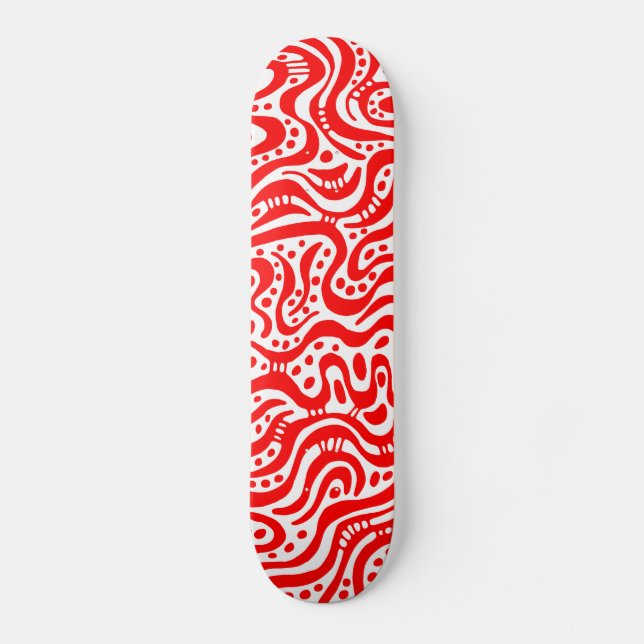 Abstract 041211v2 - Red on White Skateboard (Front)