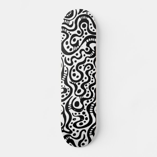Abstract 041211v3 - Black on White Skateboard (Front)