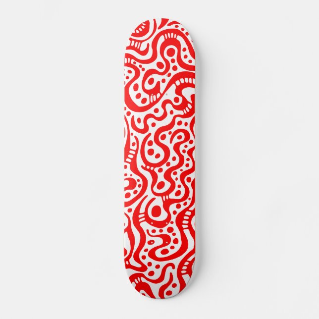 Abstract 041211v3 - Red on White Skateboard (Front)