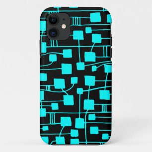 Abstract 111211 - Cyan on Black Case-Mate iPhone Case