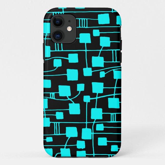 Abstract 111211 - Cyan on Black Case-Mate iPhone Case (Back)
