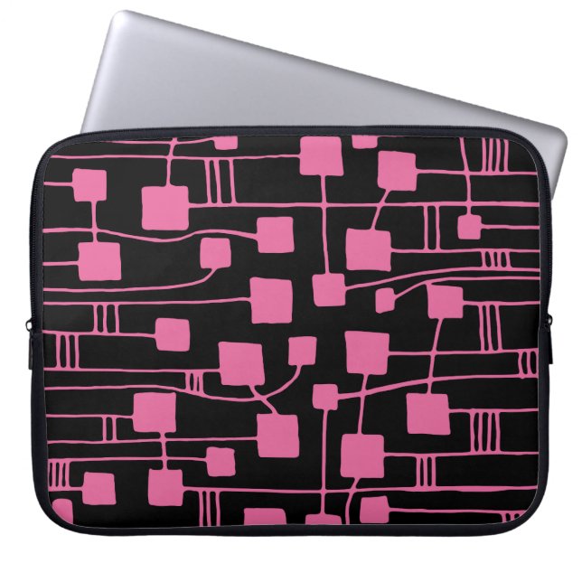 Abstract 111211 - Dusty Rose on Black Laptop Sleeve (Front)
