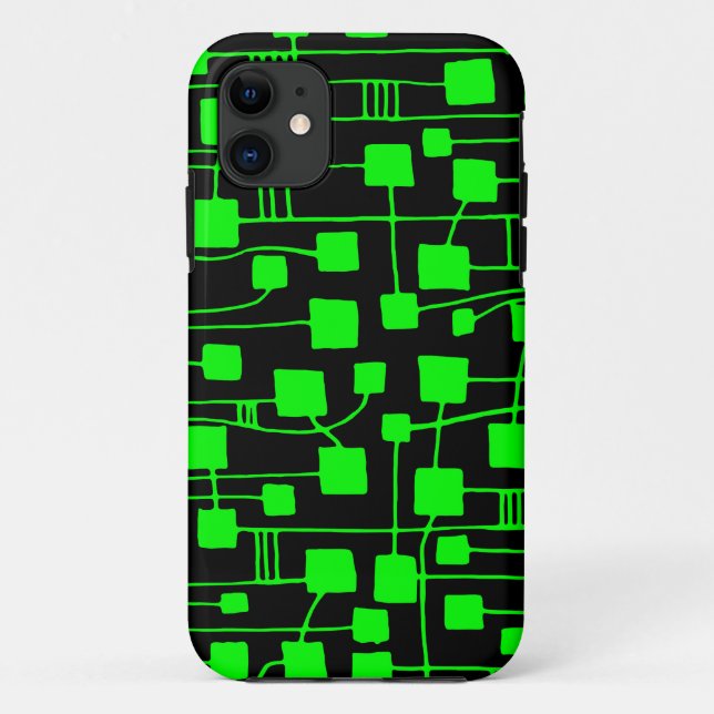Abstract 111211 - Green on Black Case-Mate iPhone Case (Back)