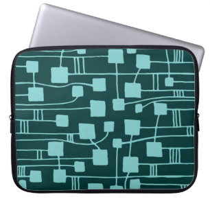 Abstract 111211 - Lt Blue Green on Dk Green Laptop Sleeve
