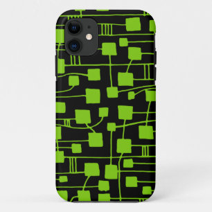 Abstract 111211 - Martian Green on Black iPhone 11 Case