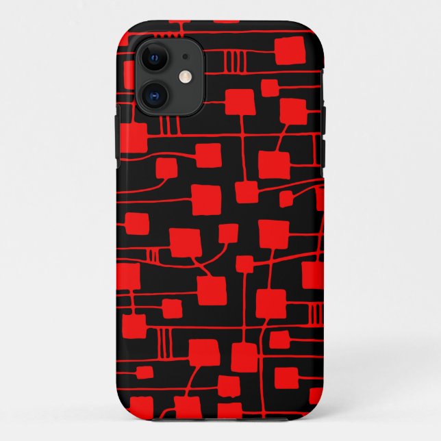 Abstract 111211 - Red on Black Case-Mate iPhone Case (Back)