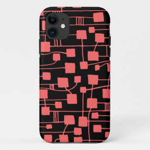Abstract 111211 - Tropical Pink on Black iPhone 11 Case