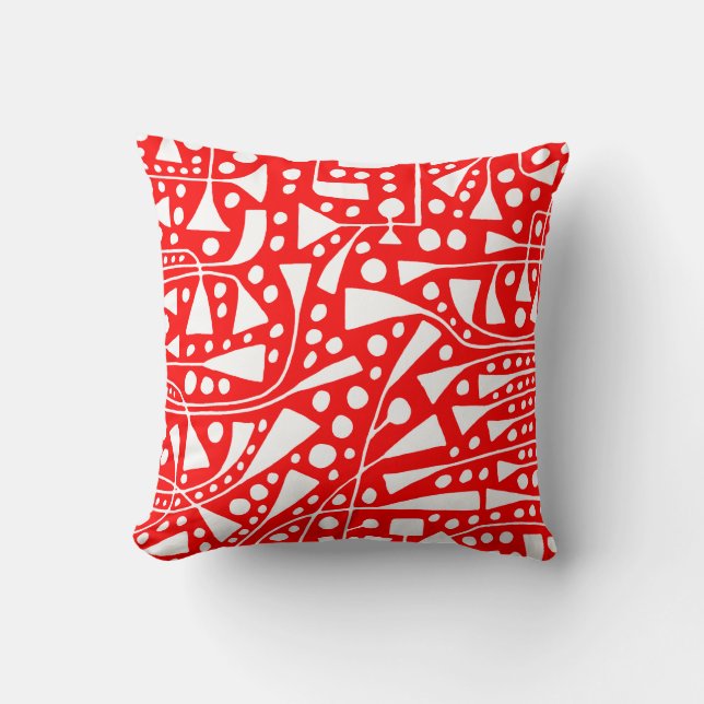 Abstract 120112 - White on Red Cushion (Front)