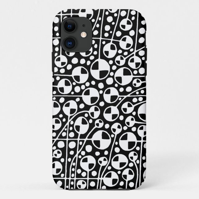 Abstract 130112 v5 White on Black iPhone Case (Back)