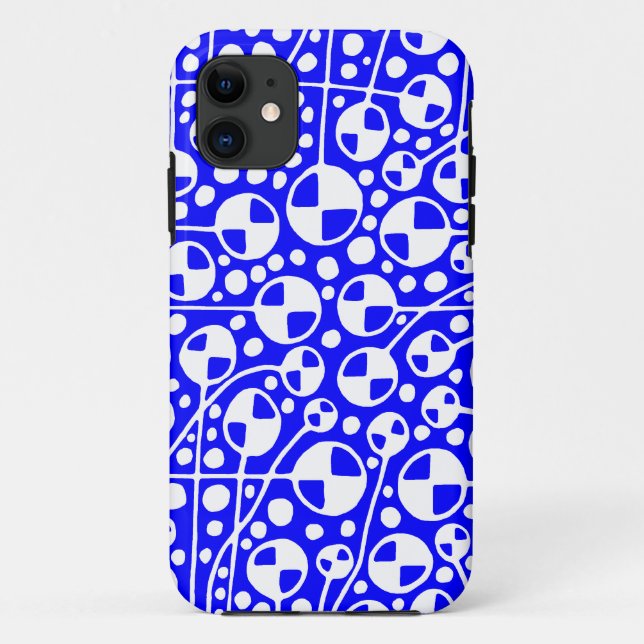 Abstract 130112 v5 White on Blue Case-Mate iPhone Case (Back)
