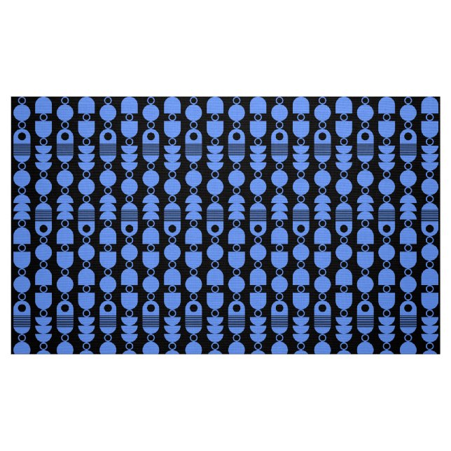 Abstract 140823 - Baby Blue on Black Fabric (Fat Quarter)