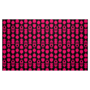 Abstract 140823 - Neon Red on Black Fabric