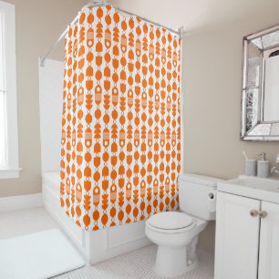 Abstract 140823 - Orange on White Shower Curtain