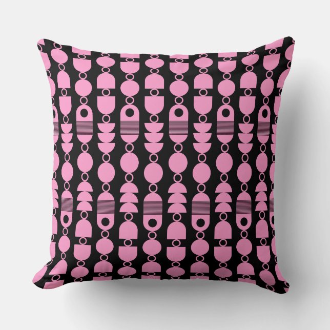 Abstract 140823 - Pink on Black Cushion (Front)