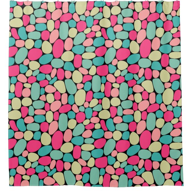 Abstract 160417 - Colours on Black Shower Curtain (Front)