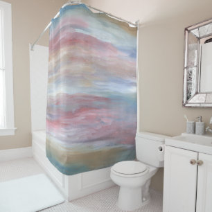 Abstract 16 pink blue lines shower curtain