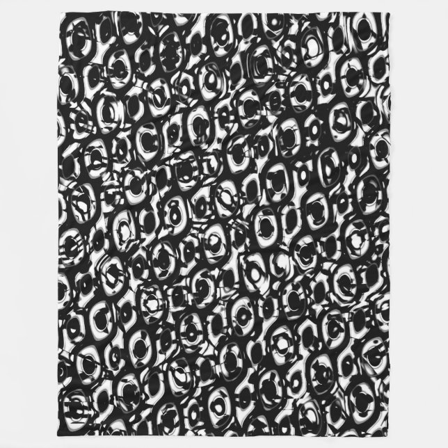 Abstract 190819 - 02 - Black and White Fleece Blanket (Front)
