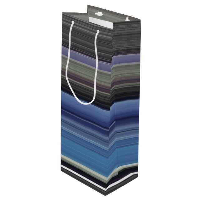 Abstract #1: Blue and gray Wine Gift Bag (Front Angled)