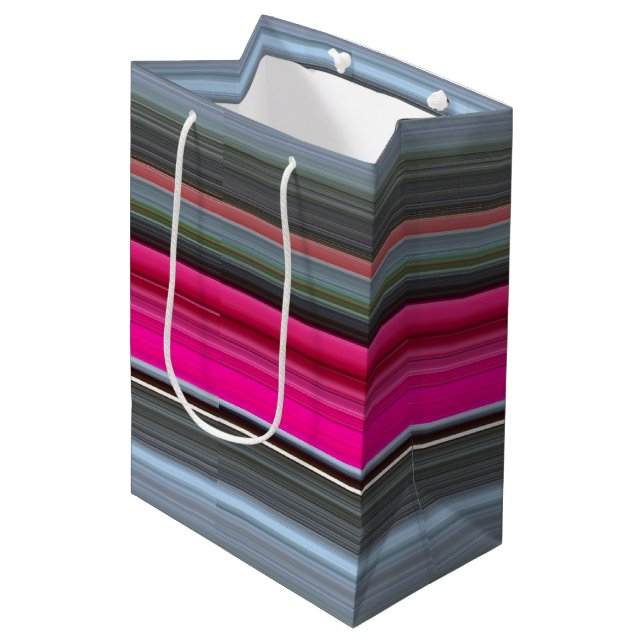 Abstract #1: Cerise and gray Medium Gift Bag (Front Angled)