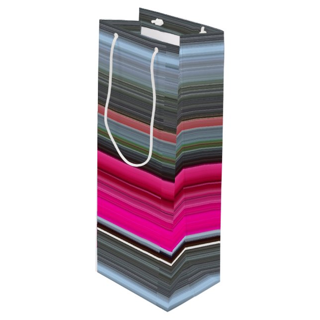 Abstract #1: Cerise and gray Wine Gift Bag (Front Angled)