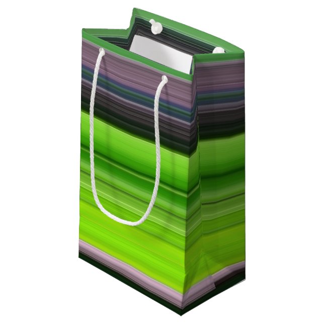 Abstract #1: Lime and gray Small Gift Bag (Front Angled)