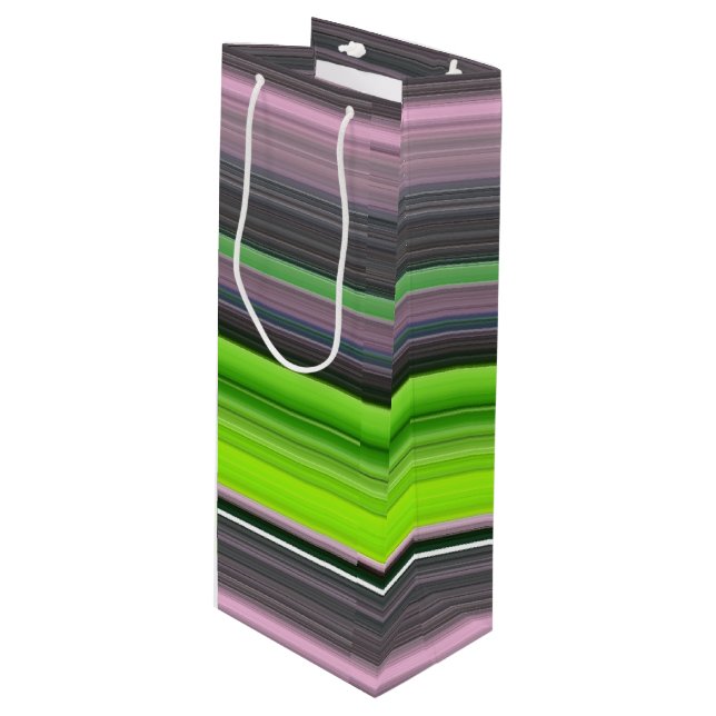 Abstract #1: Lime and gray Wine Gift Bag (Front Angled)