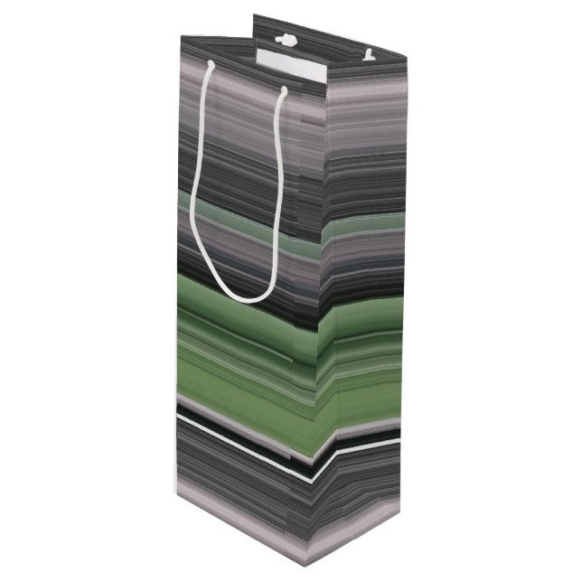 Abstract #1: Olive green and gray Wine Gift Bag (Front Angled)