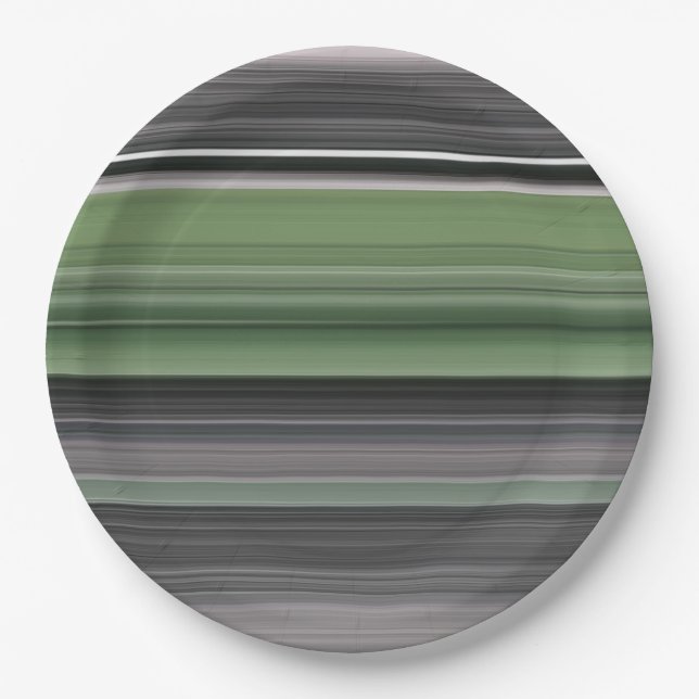 Abstract #1: Olive green and grey Paper Plate (Front)