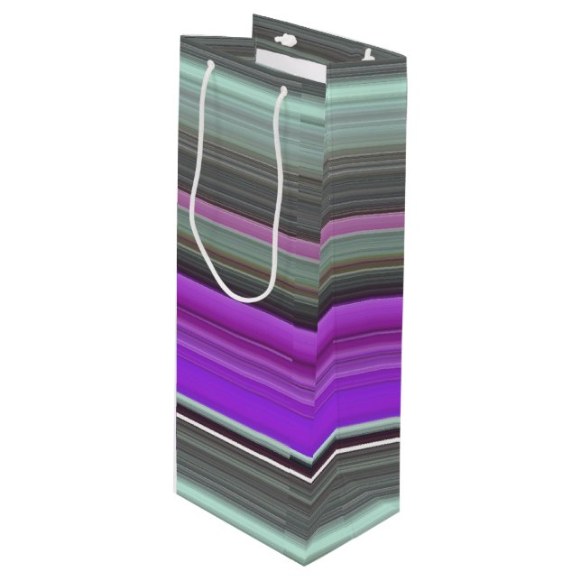 Abstract #1: Purple and gray Wine Gift Bag (Front Angled)