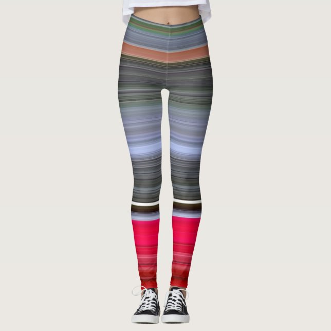Abstract #1: Red and Gray Leggings (Front)