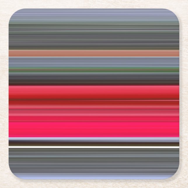 Abstract #1: Red and Gray Square Paper Coaster (Front)