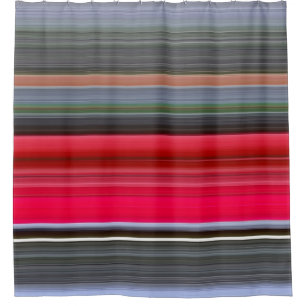 Abstract #1: Red and Grey Shower Curtain