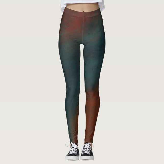 Abstract 1: reds and blues leggings (Front)