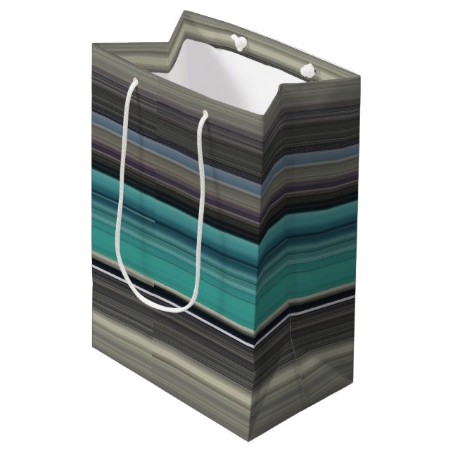 Abstract #1: Teal and gray Medium Gift Bag (Front Angled)