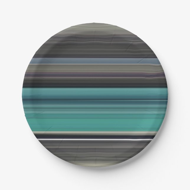 Abstract #1: Teal and gray Paper Plate (Front)