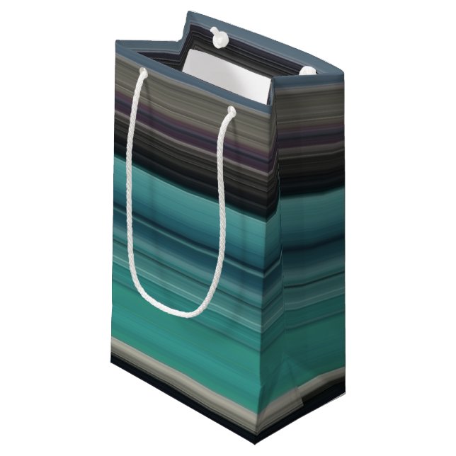 Abstract #1: Teal and gray Small Gift Bag (Front Angled)