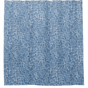 Abstract 200923 - Shibori Blue on White Shower Curtain