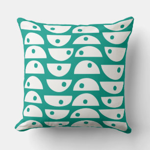 Abstract 220816 - White on #009a88 Green Blue Cushion