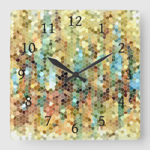 Abstract 22 mosaic square wall clock