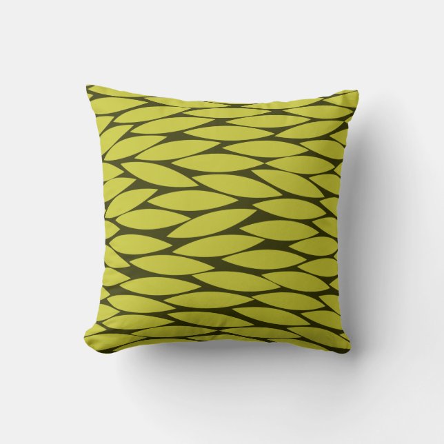 Abstract 250713 - Banana Yellow on Deep Olive Cushion (Front)