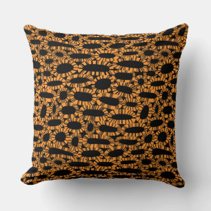 Abstract 250923 - Light Orange on Black Cushion