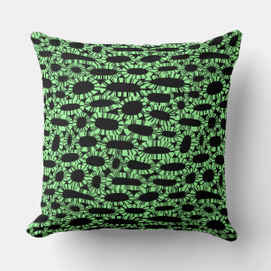 Abstract 250923 - Mint Green on Black Cushion